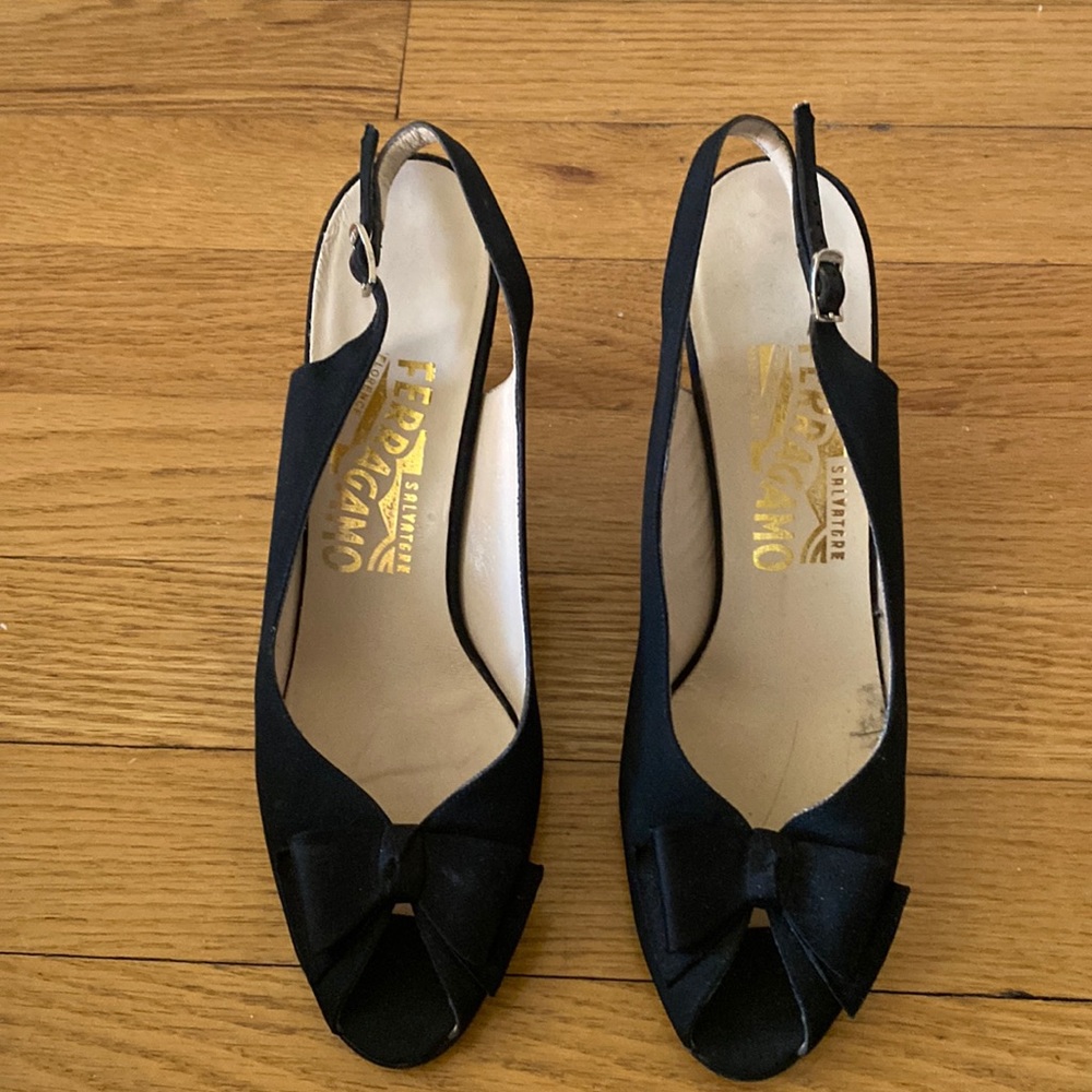Vintage Ferragamo Peep Toe Heels